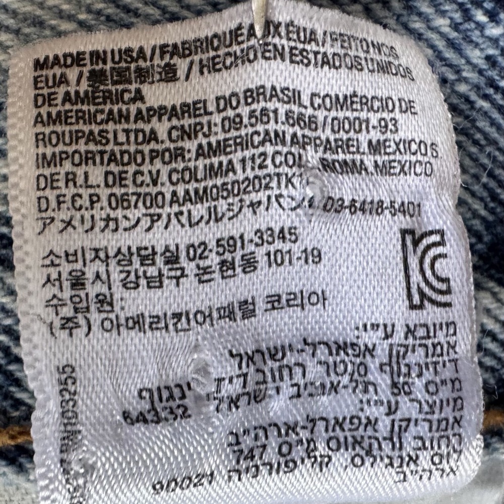 AMERICAN APPAREL Dark Indigo Acid Wash Jeans 30x25 Made in USA Straight Raw Cuff - Picture 8 of 14